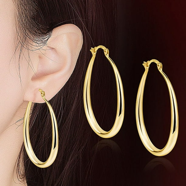 Free Ship 30mm Fashion Ear Clip Silver Stud Hoop Earrings 1 Pair Chirstmas Gift